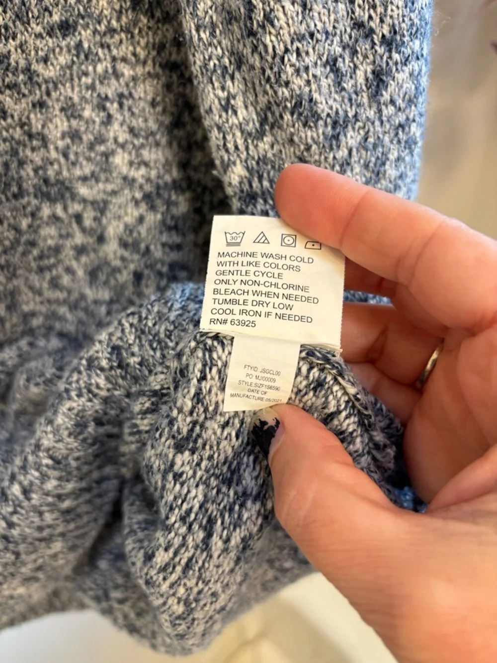 Men's Half-Zip 1/4 Zip Heathered Blue Sweater Preppy Office Cotton Golf Size XL - Picture 8 of 8